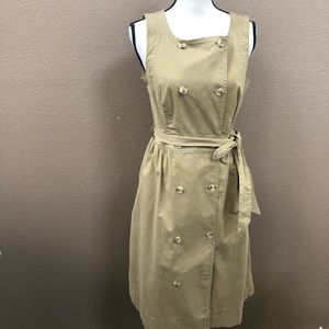 Jcrew sleeveless button up dress tan pockets